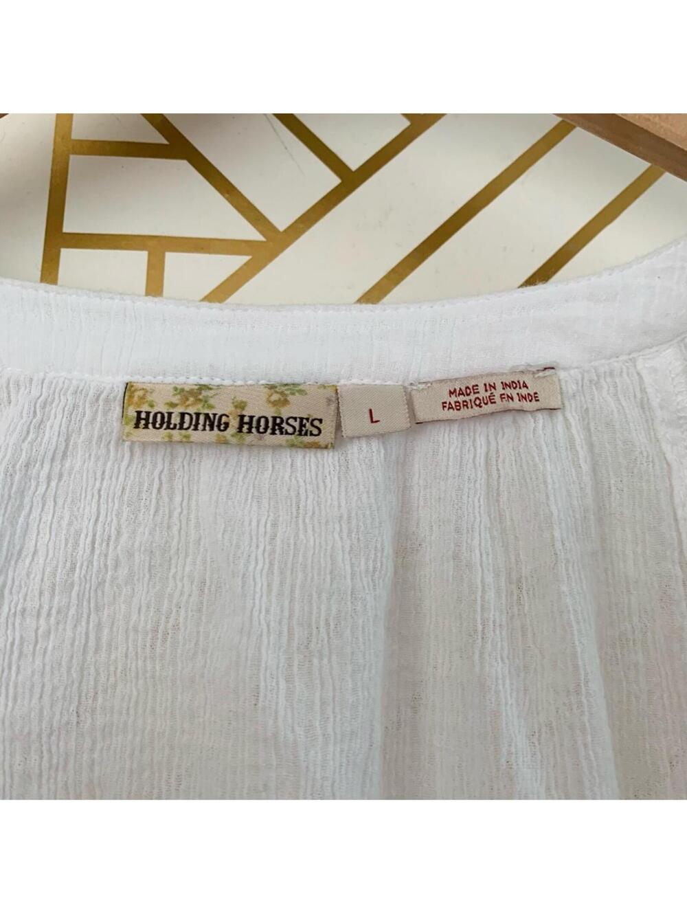 Anthropologie Holding Horses cotton gauze Long line Tunic Duster cardigan White - Picture 5 of 9